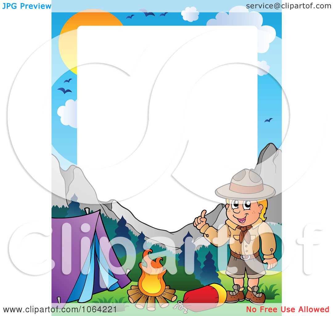 Clipart Camping Boy Scout Frame 1   Royalty Free Vector Illustration