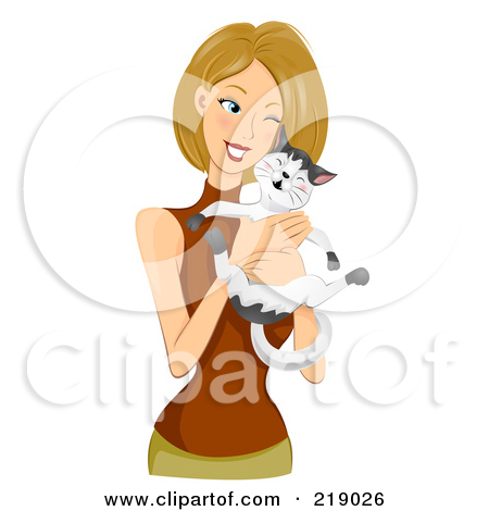 Clipart Cute Ginger Cat Playing With A Blue Catnip Toy   Royalty Free