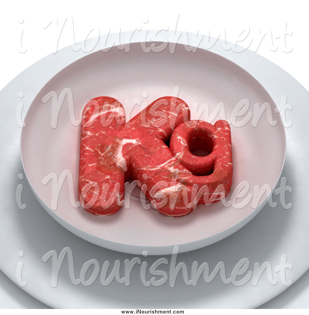 Clipart Of 3d Red Meat In The Shape Of Kg On A Plate By Franck Boston