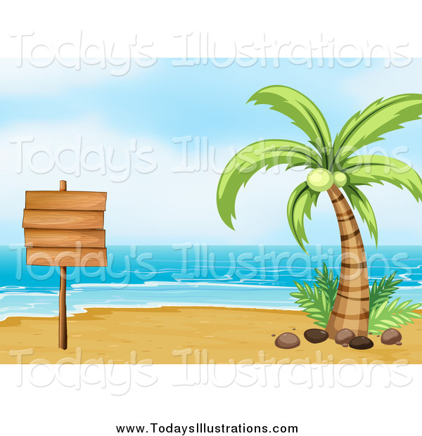 Clipart Of A Beach Sign With A Palm Tree By Colematt    9466