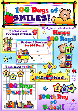     Days Clip Art Perfect Attendance Happy 100 Days Activity Games
