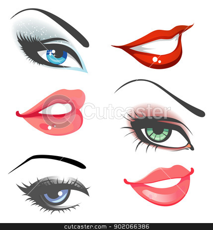Eyes Set Stock Vector Clipart Vector Illustration Of Lips   Eyes