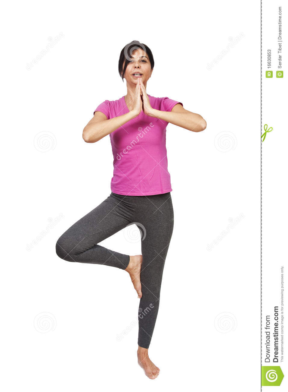 Fitness Instructor Posing An Exercise On Single Foot Isolated On