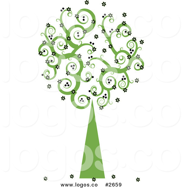 Free Green Swirl Foliage Tall Tree With Black Flowers Logogreen Swirl    
