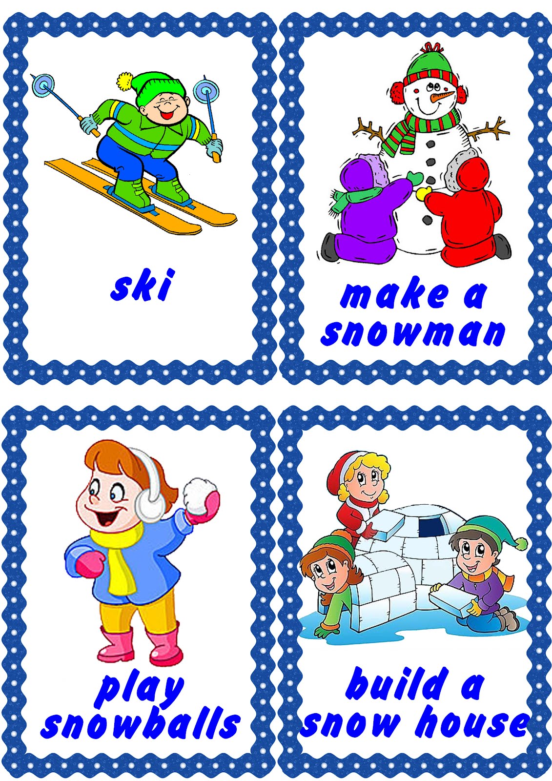 Here Are Some Flashcards To Remember Snow Activities 