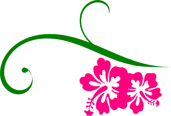 Hibiscus Swirl Pink And Green Clip Art At Clker Com   Vector Clip Art    