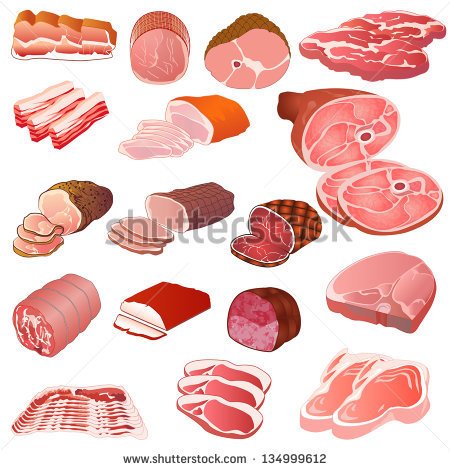 Illustration Of A Set Of Different Kinds Of Meat   Stock Vector