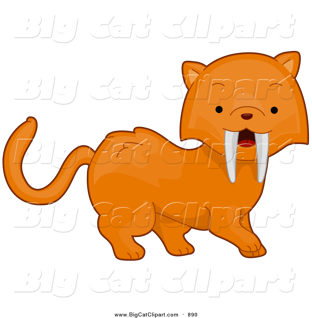 Larger Preview  Big Cat Cartoon Vector Clipart Of A Cute Sabertooth