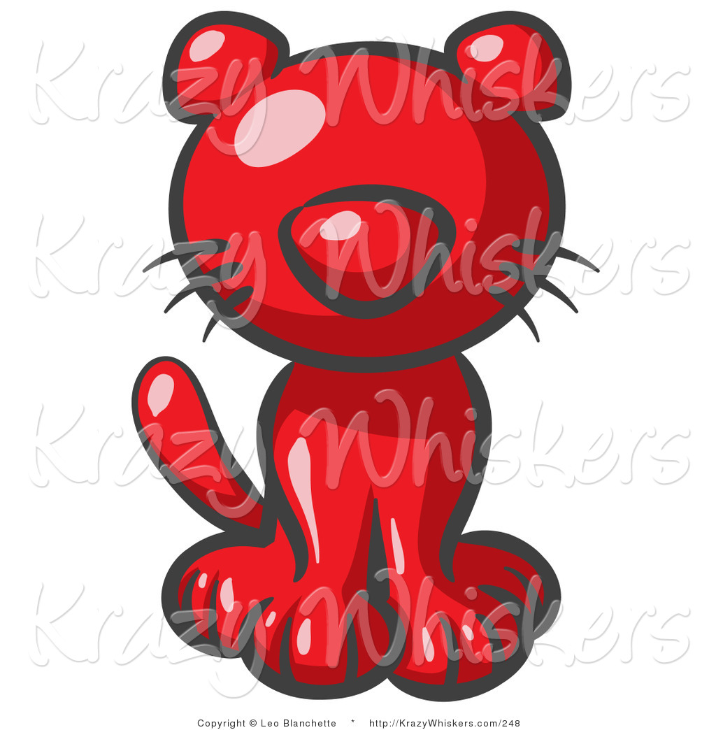 Larger Preview  Critter Clipart Of A Cute Red Kitten Looking Curiously