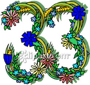 Number 33 Made Of Flower   Royalty Free Clipart Picture