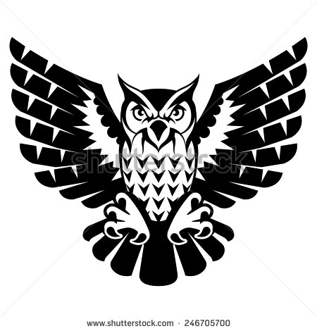 Owl With Open Wings And Claws  Black And White Tattoo Of Eagle Owl    