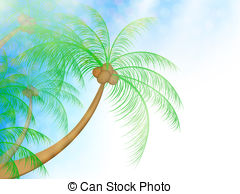 Palms In Sunlight Over Blue Sky Copyspace For Your Text