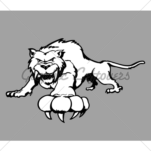 Saber Toothed Cat  Vector Illustration On Grey