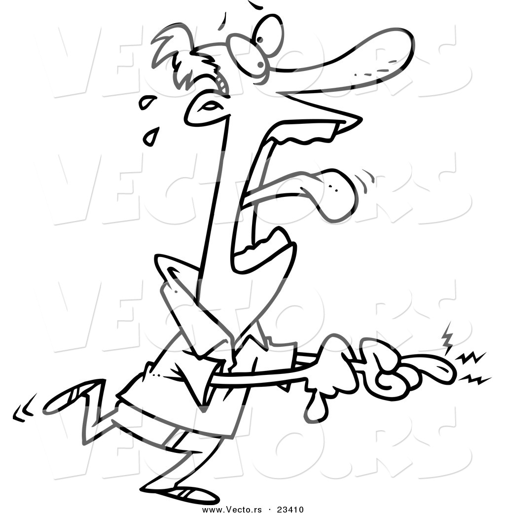     Vector Of Cartoon Man Screaming Over A Cut   Coloring Page Outline