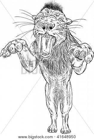 Vector   Smilodon   Saber Toothed Tiger Jumping