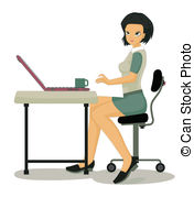 Working Women   Woman Working At Computer Desk With A White