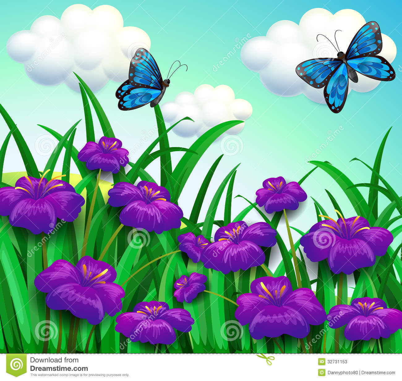 At The Garden With Violet Flowers Stock Photos   Image  32731153
