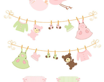 Baby Girl Laundry Line   Bird Deliv Ery A501  Unique Clipart Download