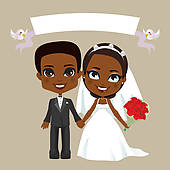 Black Couple Wedding   Clipart Graphic