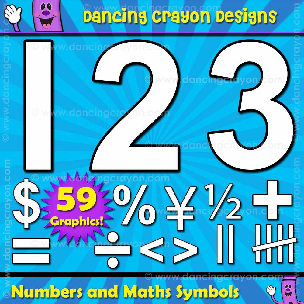 Black Line Numbers And Maths Symbols Clip Art Set