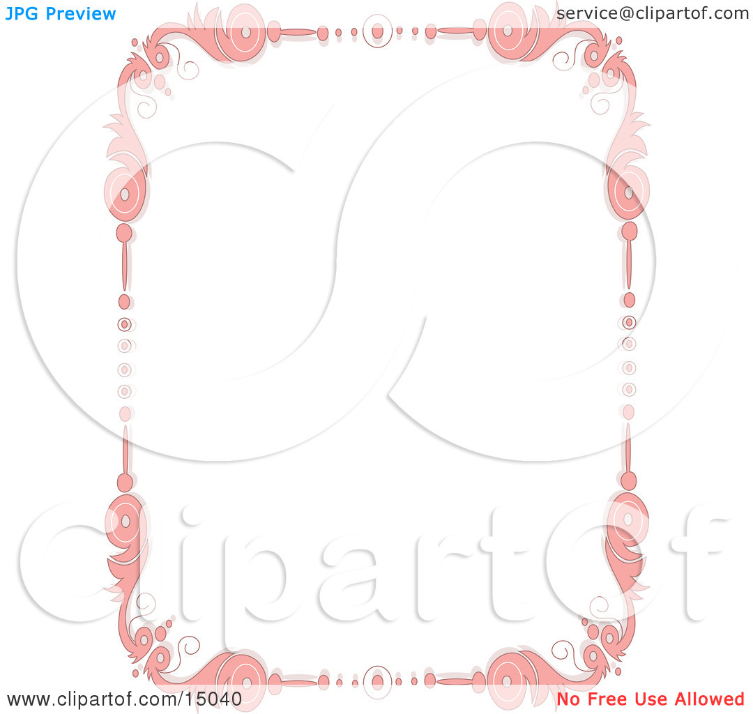 Border With Pink Floral Scrolls Over A White Background Clipart