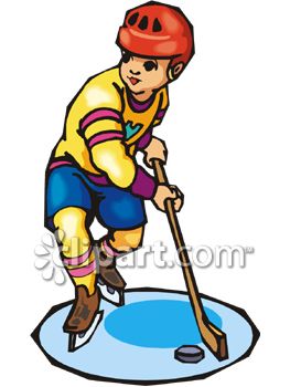 Boy Playing Ice Hockey   Royalty Free Clip Art Picture