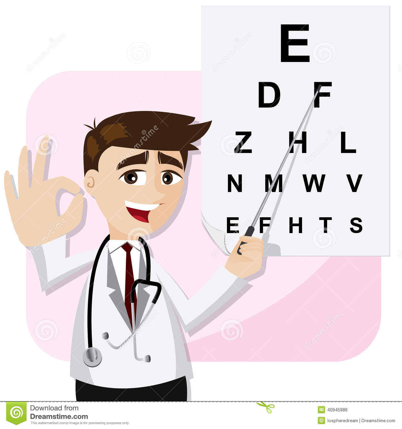 Cartoon Ophthalmologist With Chart Testing Eyesight Stock Vector    