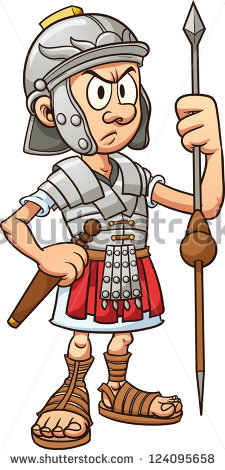 Cartoon Roman Soldier  Vector Clip Art Illustration With Simple