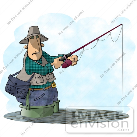 Clipart Of A Caucasian Man In A Gray Hat Gray Vest Green Plaid Shirt