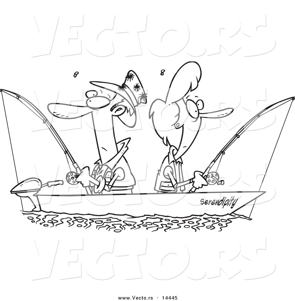Fishing Together In A Boat Coloring Page Outline Orange Guy Fishing