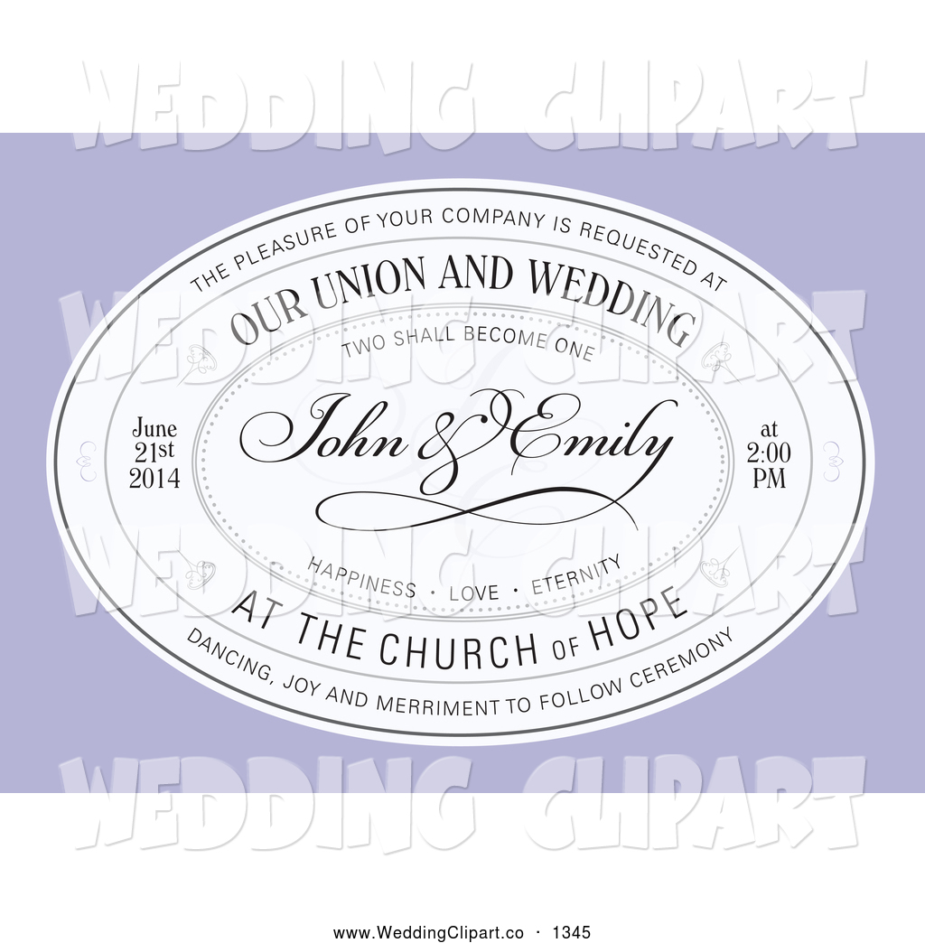 Marriage Clipart Of A Pretty Oval Wedding Invitation With Sample Text    