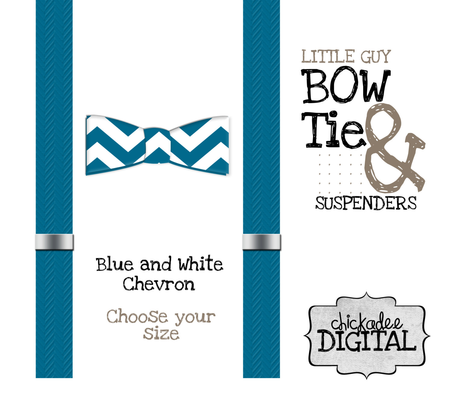 Printable Bowtie And Suspenders Blue And White By Chickadeedigital