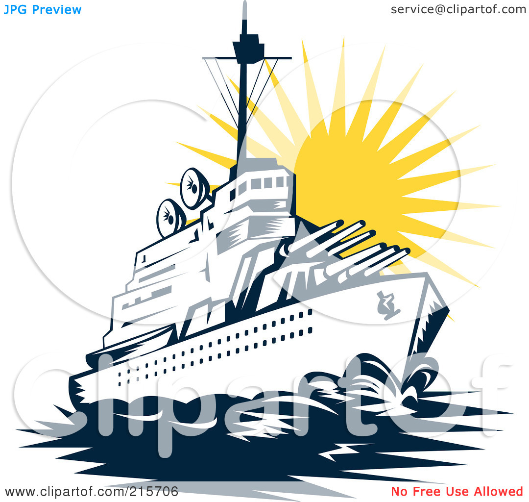 Royalty Free  Rf  Clipart Illustration Of A Retro Battleship At Sunset