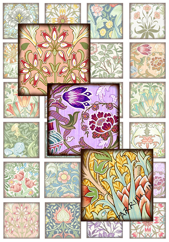 Squares 24 Art Nouveau Wallpaper Scraps Vintage Images Clipart Cs 225