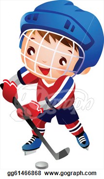 Vector Illustration A Boy Is Playing Ice Hockey Wearing Hockey Uniform