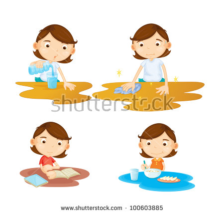 Boy Wipe Table Clipart Sitting At A Table   Eps