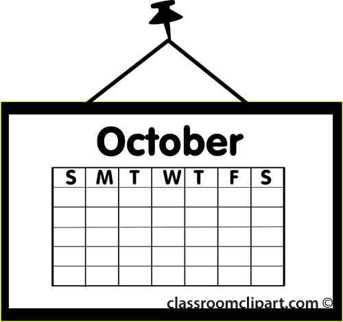Calendar   Calendar October Outline   Classroom Clipart