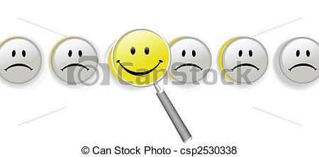 Choose Happiness Magnifying Glass Row Of Smileys   Csp2530338