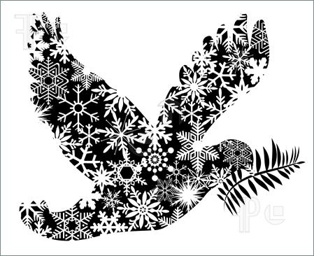 Christmas Peace Dove Silhouette Clipart Illustration Isolated