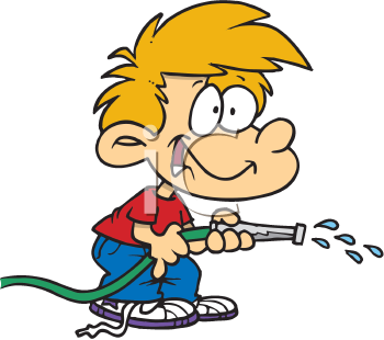 Clip Art  Watering With Hose