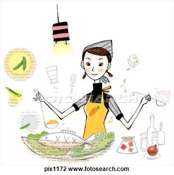 Clip Art   Young Woman Cooking A Healthy Meal  Fotosearch   Search    