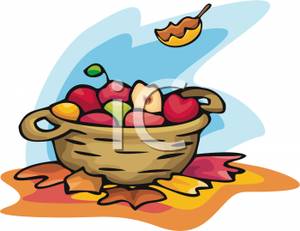 Clipart Image A Basket Of Apples And Fall Leaes