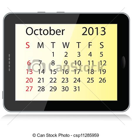 Clipart Vector Of October 2013 Calendar   Illustration Of October 2013