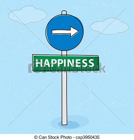 Clipart Vector Of Road To Happiness   Vector Illustration Of A Sign
