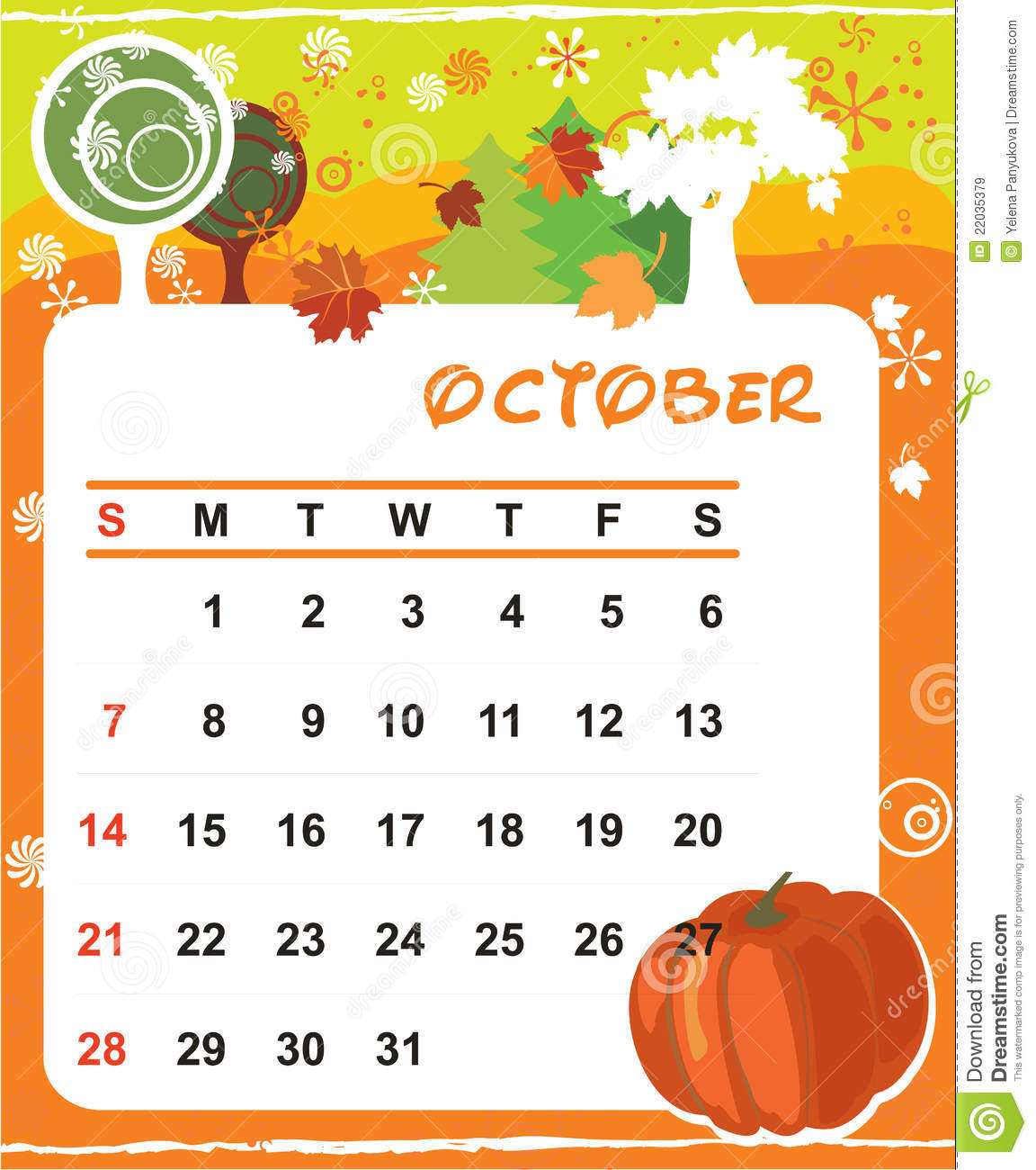 Decorative Frame For Calendar   October Royalty Free Stock Images    