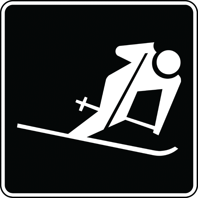 Downhill Skiing Black And White   Clipart Etc