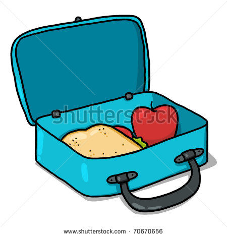 Illustration  Open Lunchbox With Sandwich And An Apple   Stock Photo