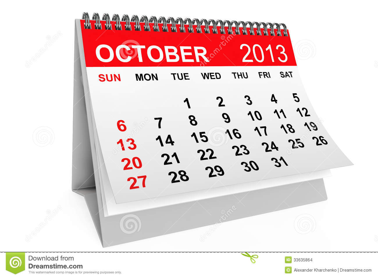 October Calendar Clipart Calendar October 2013 Stock