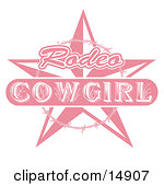 Pink Rodeo Cowgirl Sign With A Star And Barbed Wire Clipart