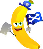 Pirate Banana With Blank Paper And Pirate Flag Stock Images